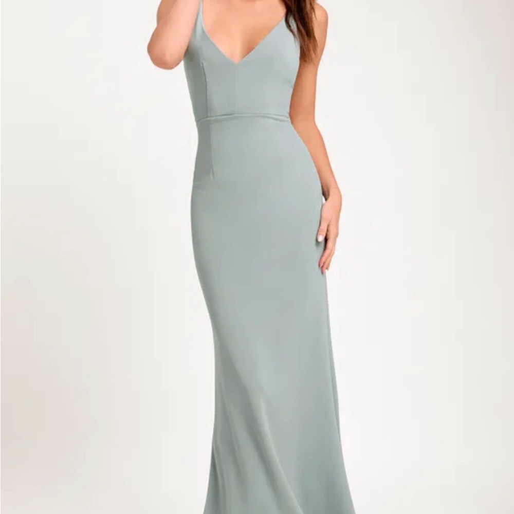 Elegant Sleeveless Blue Green Dress - Picture 2 of 4